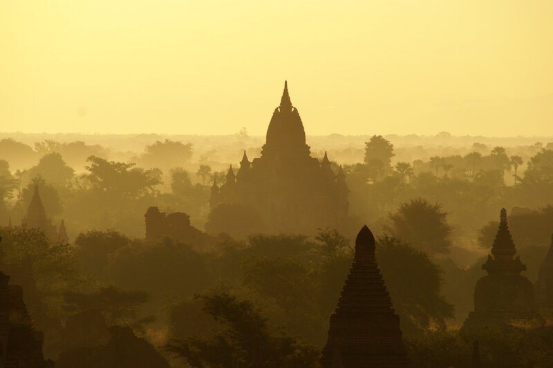Temples of Bagan at sunrise