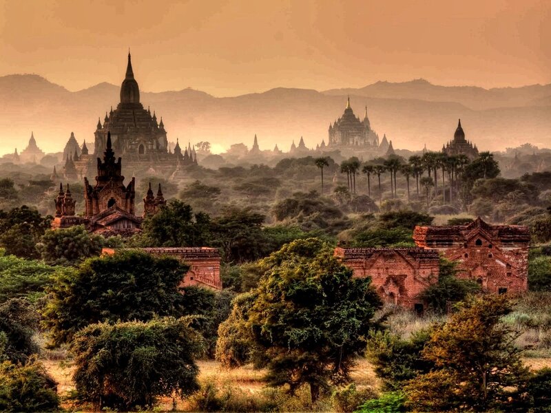Temples of Bagan at sunrise