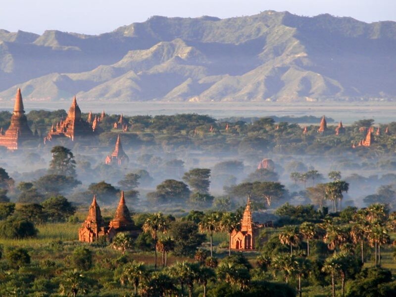 Temples of Bagan at sunrise