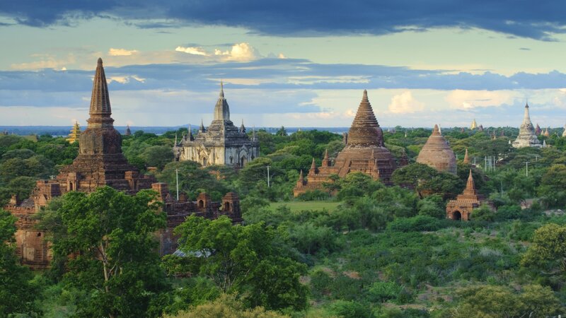 Temples of Bagan at sunset