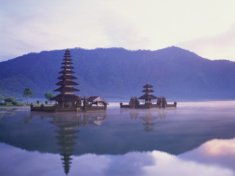Temples on Lake — Blue