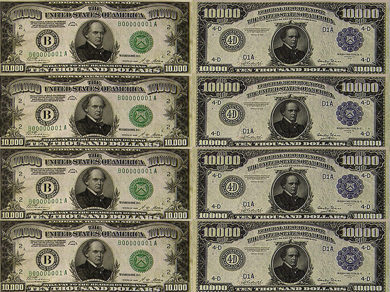 Ten thousand dollar bills