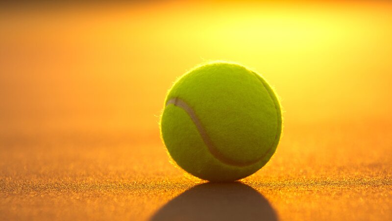 Tennis Ball on Court — Yellow
