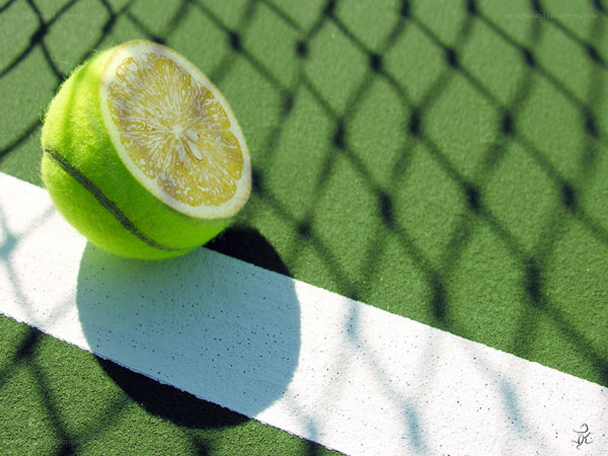 tennis ball with lemon slice