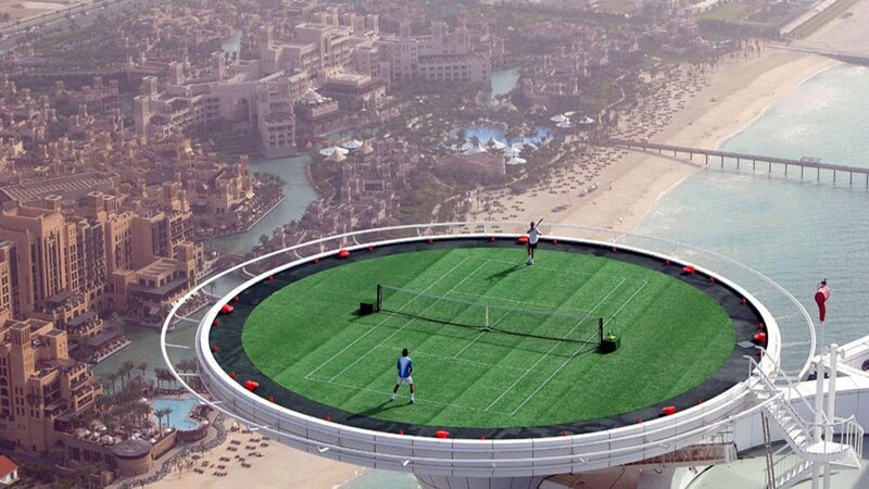 Tennis Court on Skyscraper — Green