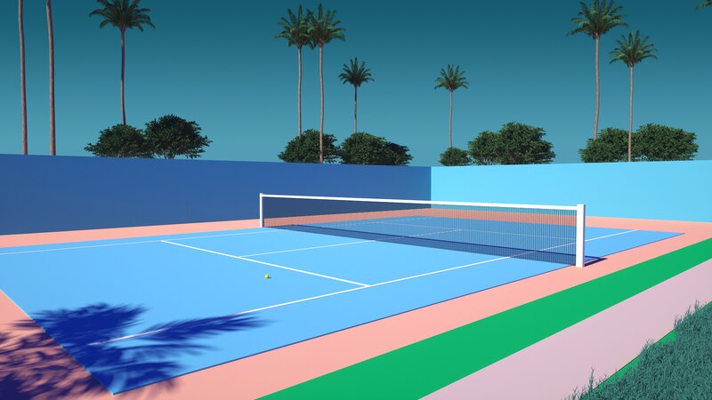 Tennis Court with Net