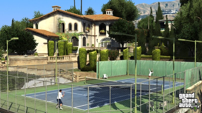 tennis match at luxury estate
