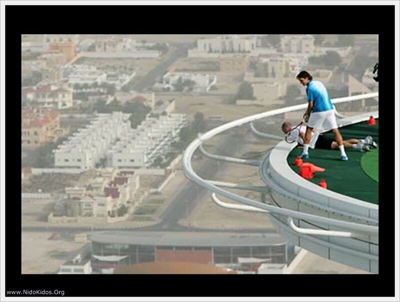 Tennis on a high-rise platform