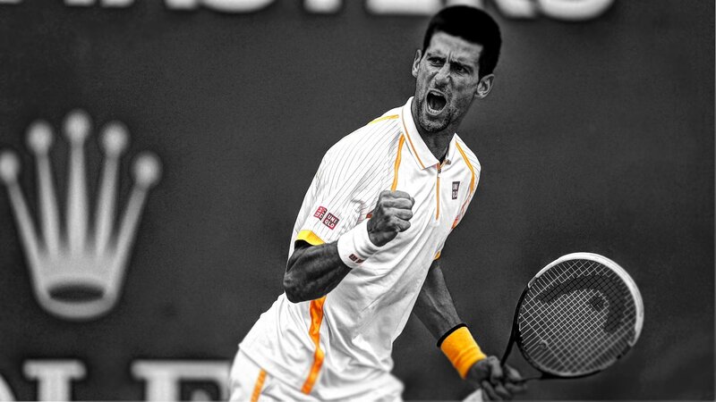 Tennis Player Celebrating — Black, Intense, Photograph