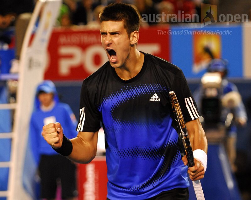 Tennis Player Celebrating — Blue, Intense, Night