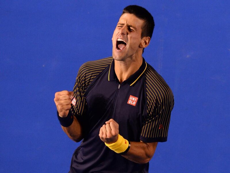Tennis Player Celebrating — Blue, Intense, Photograph