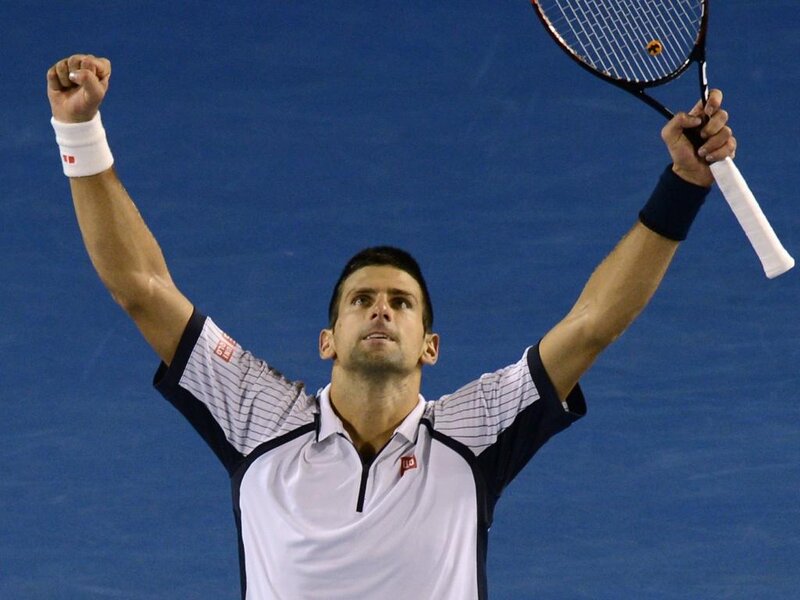 Tennis Player Celebrating — Blue