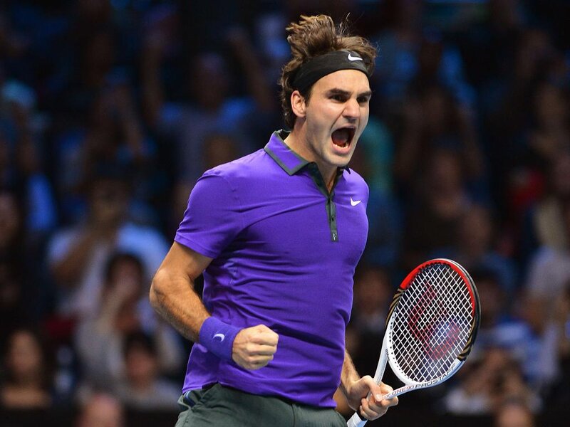 Tennis Player Celebrating — Purple