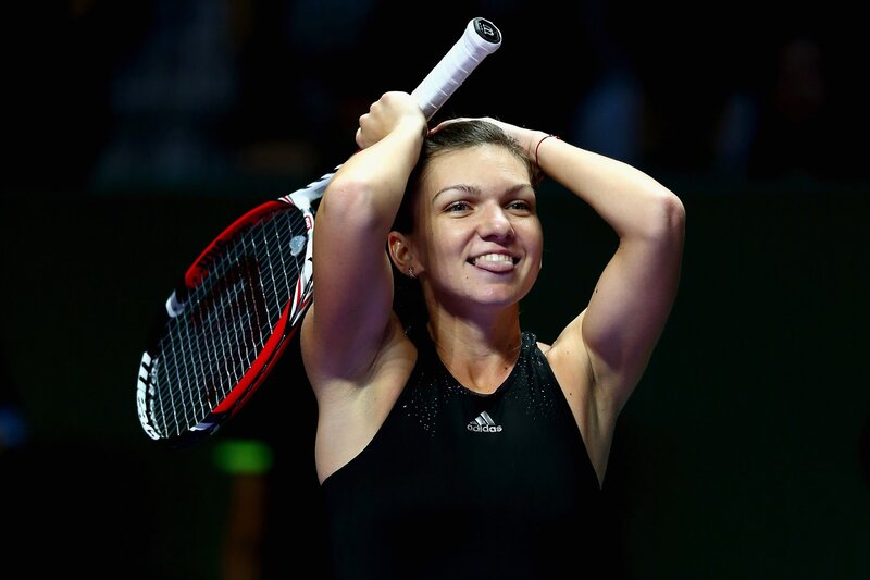 tennis player celebrating victory