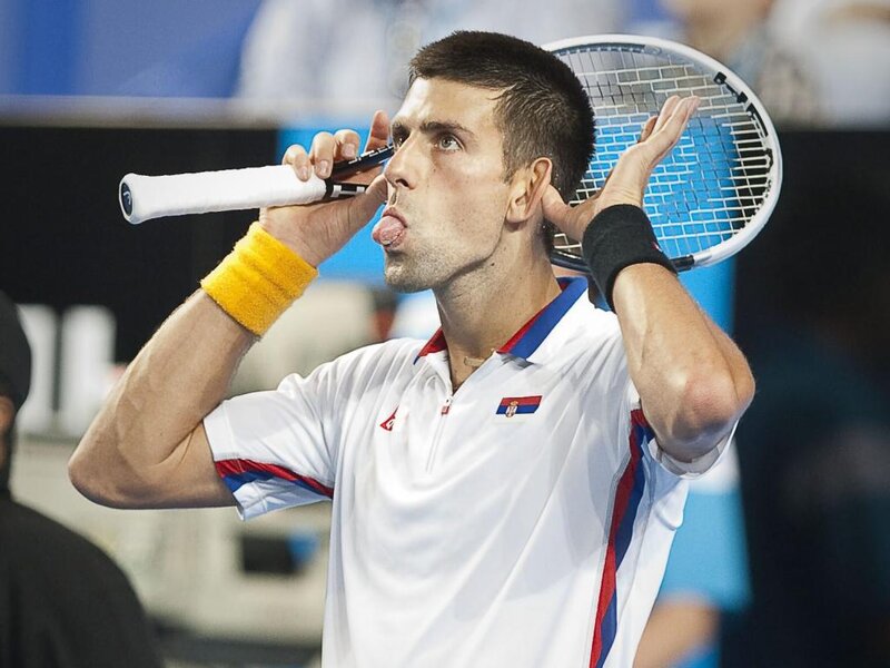 Tennis Player Drinking Water — White