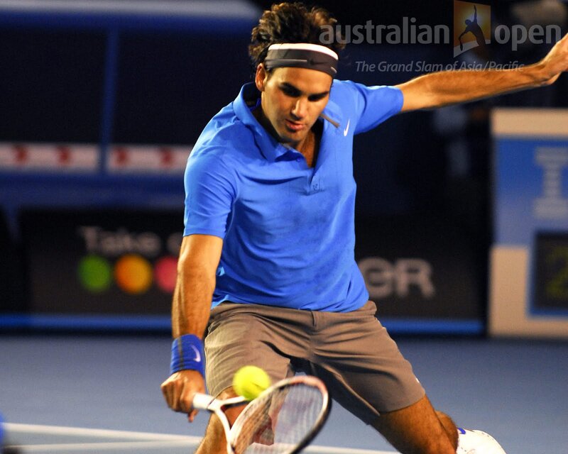 Tennis Player Hitting Ball — Blue, Intense