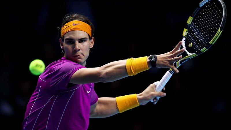Tennis Player Hitting Ball — Purple