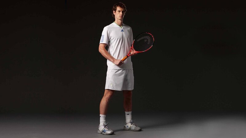 Tennis Player Holding Racket — Black, Dramatic, Photograph, White Shirt