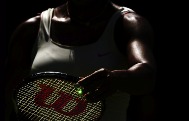 Tennis Player Holding Racket — Black