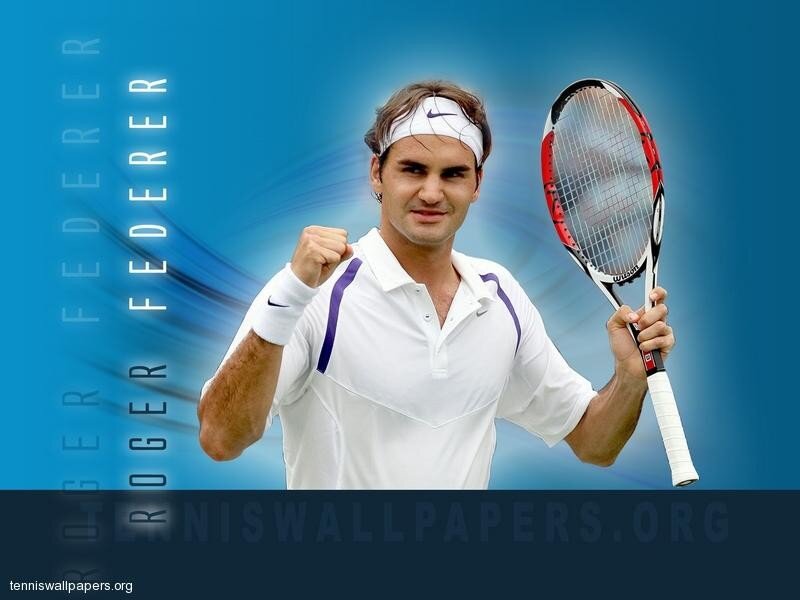 Tennis Player Holding Racket — Blue, Confident
