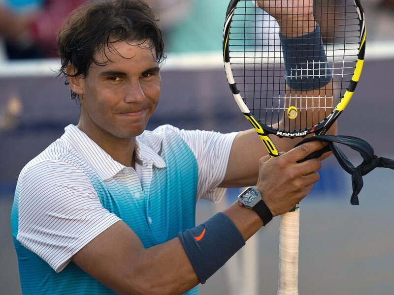 Tennis Player Holding Racket — Blue, Focused