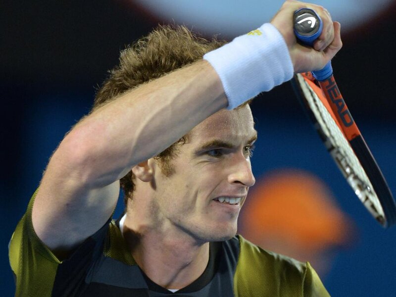 Tennis Player Holding Racket — Blue, Intense