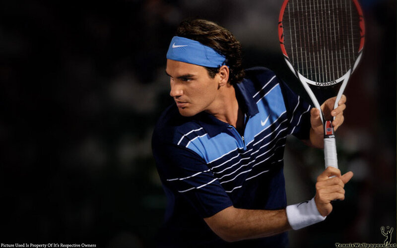 Tennis Player Holding Racket — Blue