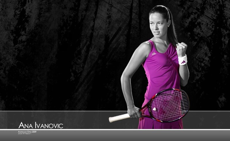 Tennis Player Holding Racket — Purple