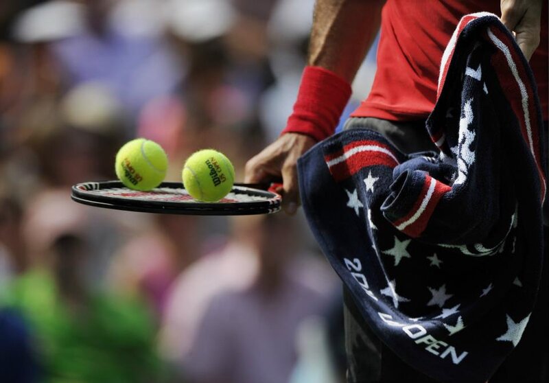 Tennis Player Holding Racket — Red