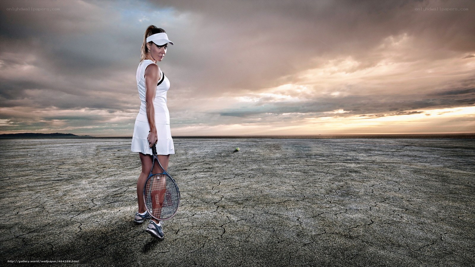 Tennis player in desert