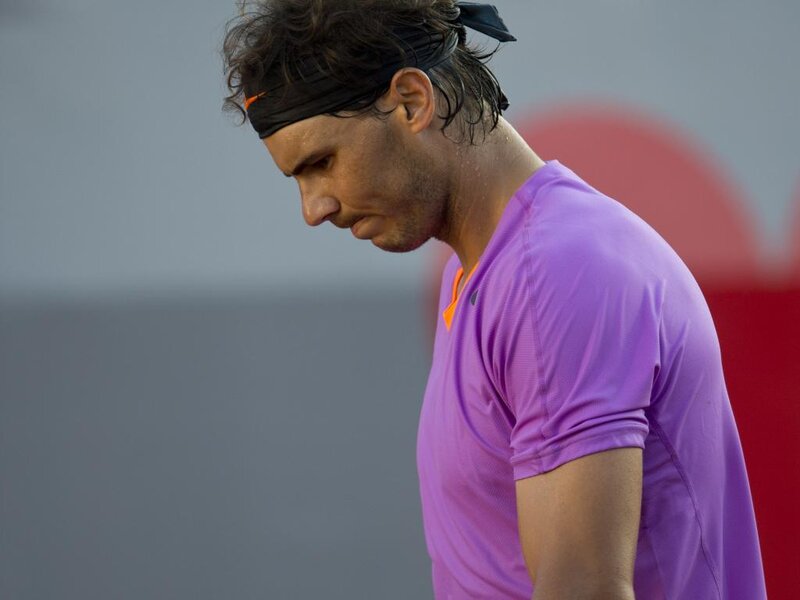 Tennis Player in Purple Shirt — Intense