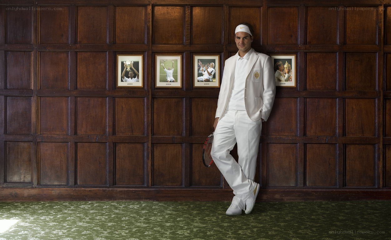 Tennis player in white suit