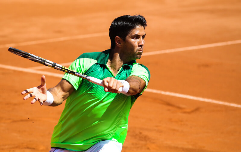 Tennis Player on Clay Court — Green