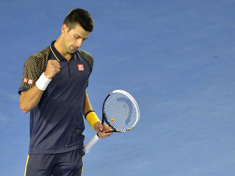 Tennis Player on Court — Blue, Focused