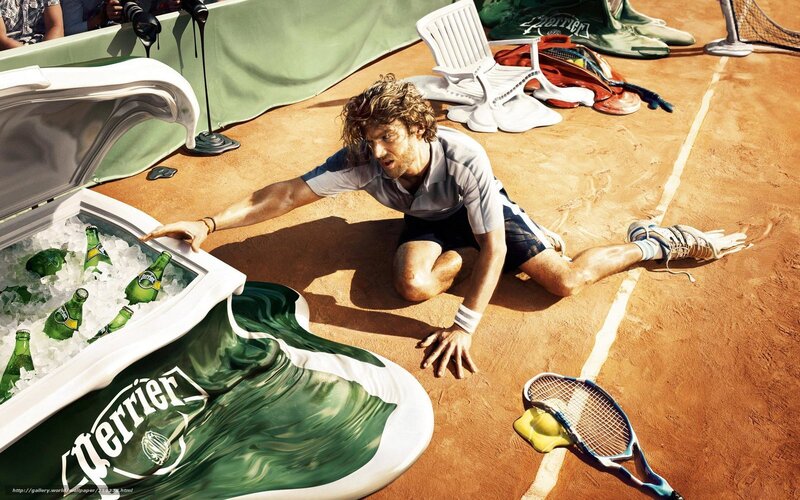 Tennis Player on Court — Green, Dramatic