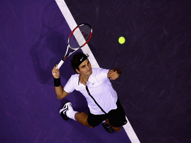 tennis player serving