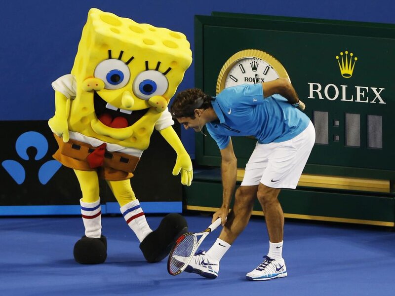 Tennis Player with Mascot