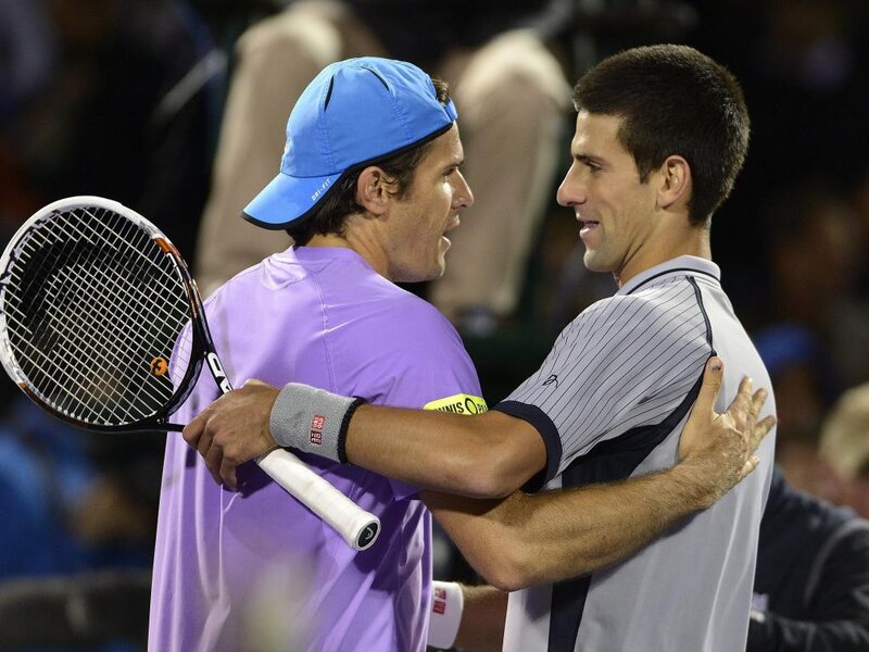Tennis Players Hugging