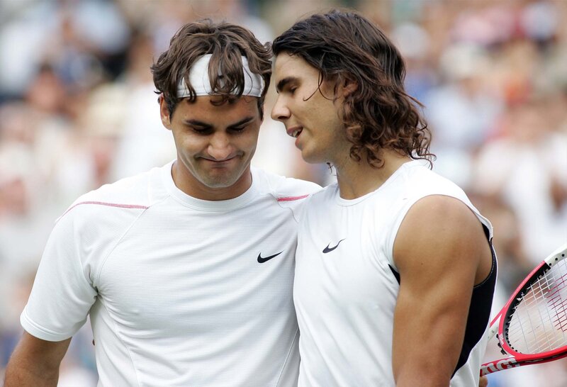 tennis players in conversation