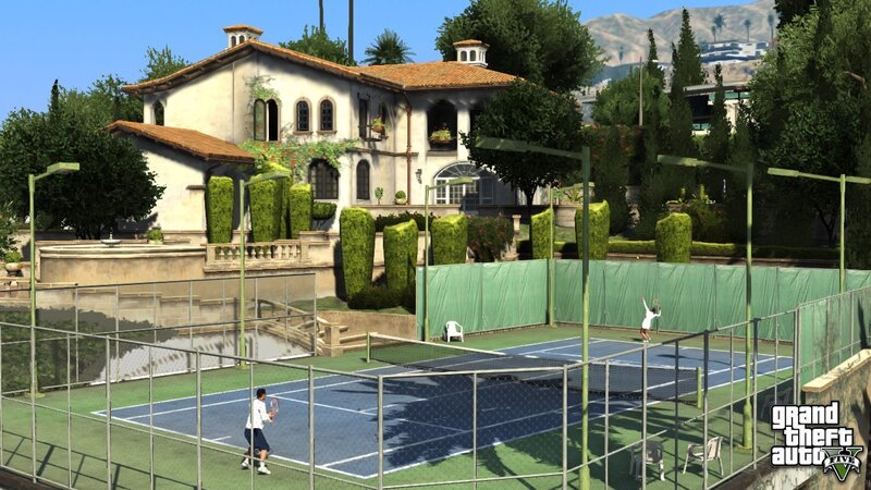 Tennis Players on Court — Blue