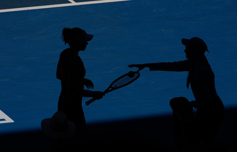 Tennis Players Silhouetted