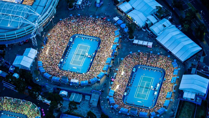 Tennis Stadiums at Night