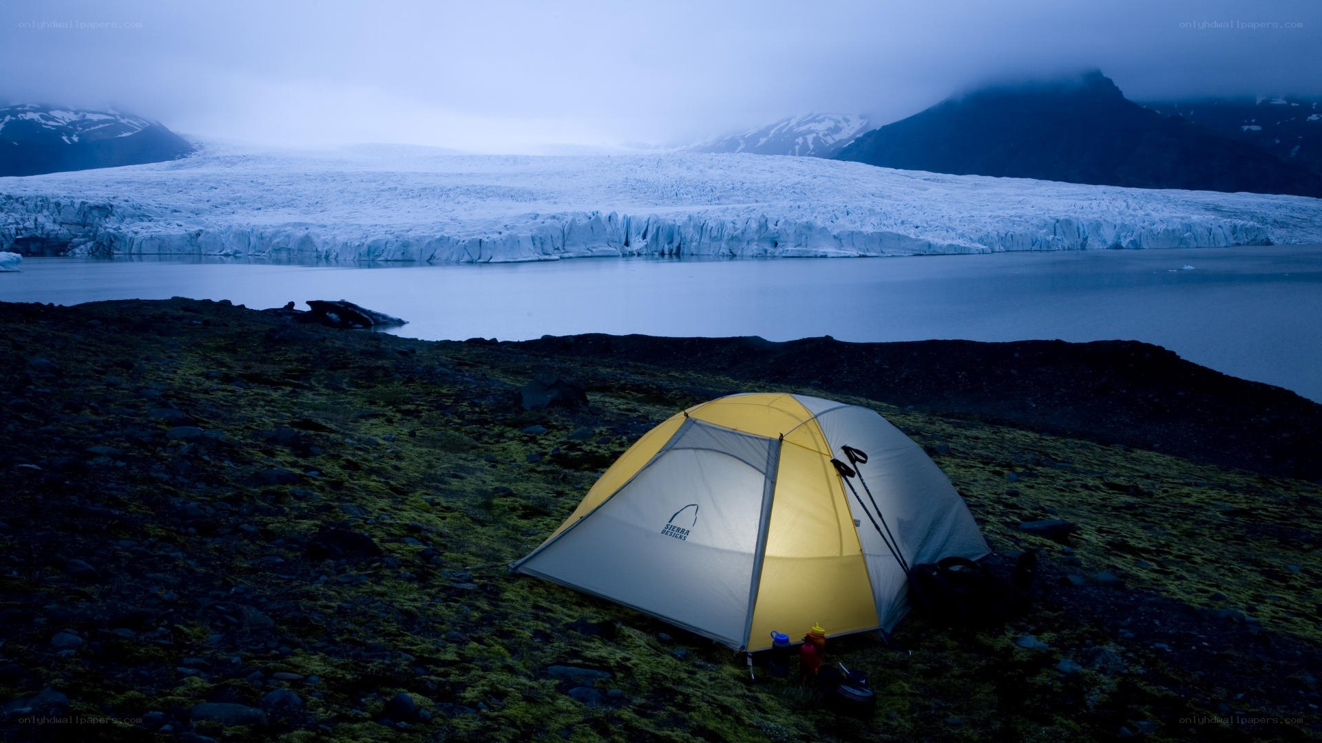 Tent at glacier campsite