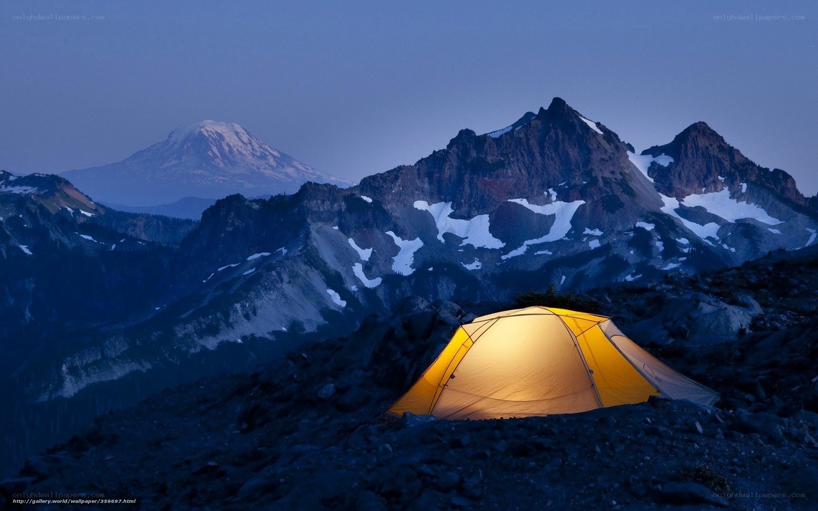 Tent lit by moonlight