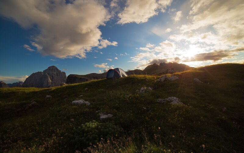 Tent on Mountain Slope