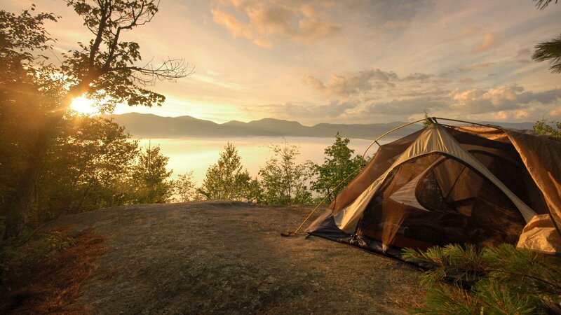 Tent on Rocky Cliff — Brown