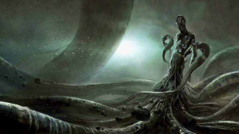 Tentacled Creature with Faces