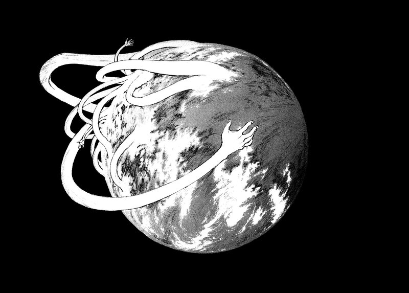 tentacles embracing a planet