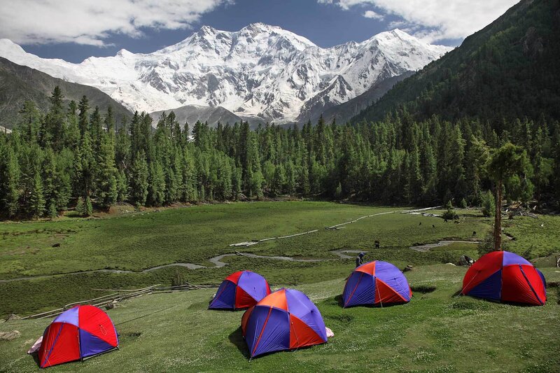 Tents in Mountain Valley — Green
