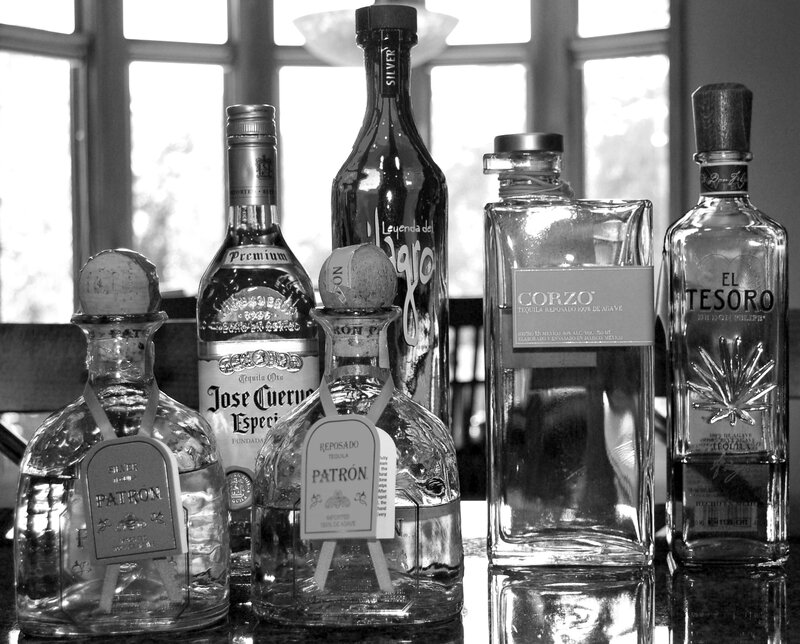 tequila bottles on a table